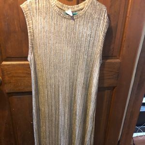 Anthropologie silver metallic midi-length dress